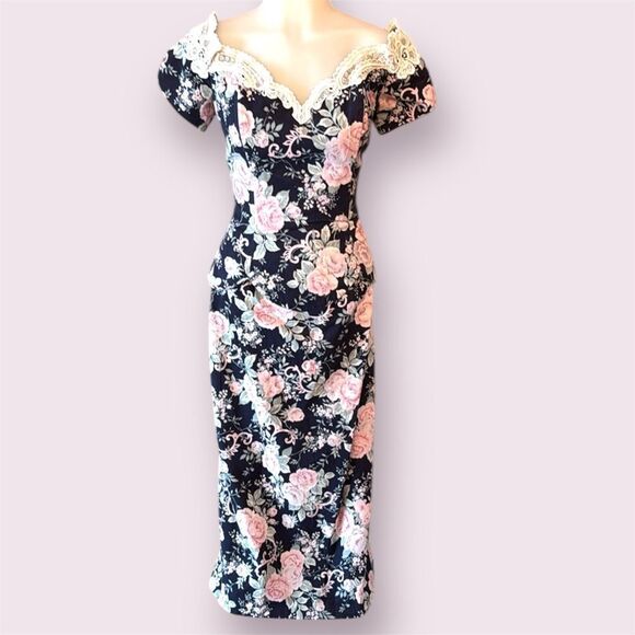 JESSICA MCCLINTOCK Bridal Vintage Floral Cottagecore Dress Rare - Picture 1 of 16